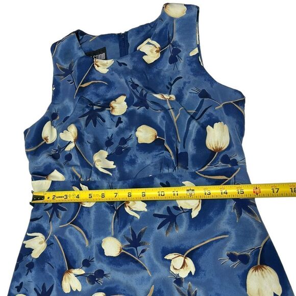 Vintage Byer Studio Sleeveless Floral Blue Maxi Dress Yellow Flowers Crewneck - Picture 10 of 11